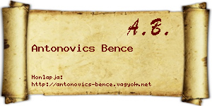 Antonovics Bence névjegykártya
